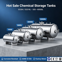 Tanque de Almacenamiento Químico Horizontal de Acero Inoxidable 500-40000L SS316L Anticorrosión Ácido Alcalino CE ISO