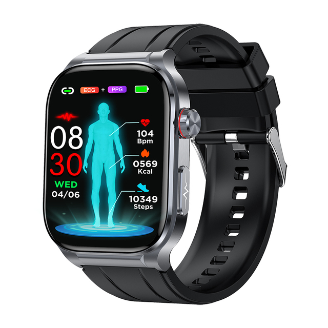 TKYUAN 2025 Health ECG Smart Watch Square Silicone 1.952 Inch AMOLED AI Voice Assistant BT Call Heart Rate Blood Oxygen Sleep