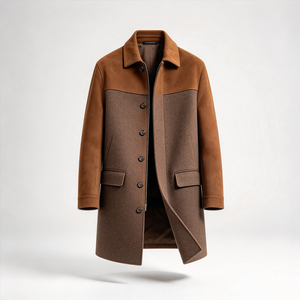 Men's <b>Long</b> Wool Blend <b>Coat</b> <b>Waterproof</b> Breathable Quick Dry Collar Zipper Button Winter Outerwear - Product Image 1