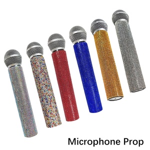 Micro giả mic Bling thạch sáng Microphone Prop nhựa chơi Microphone giả vờ long lanh - Product Image 2