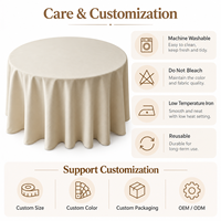 Nappe ronde en polyester unie tissée pour mariage, banquet, hôtel, restaurant – Taille personnalisée