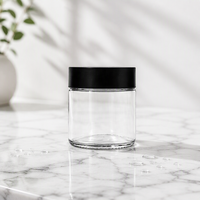 Bocaux en verre transparent en stock, bocaux en verre à large ouverture 30D pour crèmes et lotions avec bouchons à pompe anti-enfants, flacons à capsules