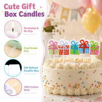 Lot de 5 bougies d'anniversaire écologiques non toxiques en forme de boîte cadeau mignonne, amusantes pour les fêtes d'enfants, décorations de gâteaux de Pâques, bâtonnets en gros