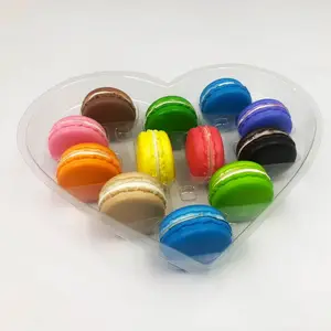 Kingwin kalp şekilli blister PET plastik macaron tepsi