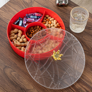 Crown Fruit Plate Round PP Plastic Candy Box Snack Platter Dried Fruit Storage Home Living Room Coffee Table Decorative Storage - Product Image 4