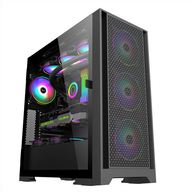 Lovingcool OEM ODM Black Full Tower PC Case Gaming PC Cabinet E-ATX/ATX/M-ATX Gamer Computer Case with 120mm RGB Cooling Fan