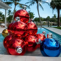 Vente en gros sphère géante argentée réfléchissante de Noël PVC 100cm Ballon miroir de décoration boule miroir gonflable demi-paroi Disco