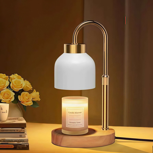 Lampe chauffe-bougie électrique moderne en <span class=keywords><strong>bois</strong></span> avec luminosité réglable, brûleur d'arômes multi-prises avec minuterie, 1 <span class=keywords><strong>mèche</strong></span> pour salon et chambre <span class=keywords><strong>à</strong></span> coucher - Product Image 1