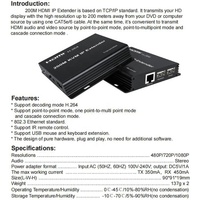 Pemanjang HDMI IP USB KVM Extender, kualitas tinggi 200M 1080P HDMI IP Extender dengan USB KVM IR 200M