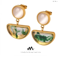 LT-F819 Boucles d'oreilles à la mode et élégantes résistantes à la décoloration Verre vintage Accessoires plaqués or Vente en gros à la mode