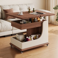 Table basse / table d'appoint pliable réglable en hauteur en bois massif, minimaliste, pour petits appartements / armoire latérale de canapé