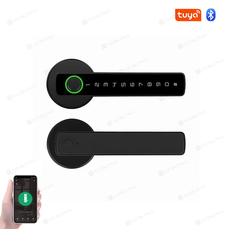 Mango Digital Goking TUYA App Smart Home Lock Airbnb Apartamento Hotel Cerradura de puerta Cerradura de código PIN sin llave Bloqueo biométrico de huellas dactilares Ble