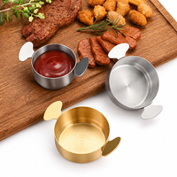 Coupelles à sauce en acier inoxydable 304 à double poignée, petites, moyennes et grandes, pour steak, ketchup, sauce soja, condiments, assaisonnements, restaurant, hôtel