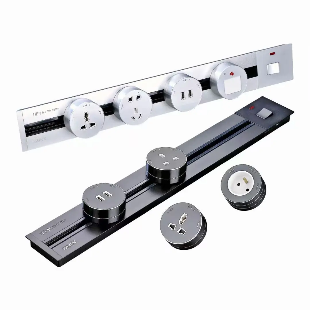 Electrical Movable track socket Surface Hidden Wall Home Kitchen Meeting Table Multi-function Outlets