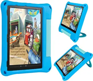 Étui de tablette mignon EVA pour enfants pour Amazon Kindle Fire HD 10 2021 poignée pliable béquille antichoc couverture arrière robuste