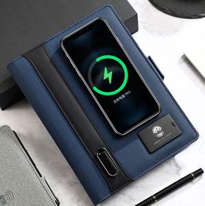 Carnet organisateur/<span class=keywords><strong>agenda</strong></span> A5 personnalisé avec recharge sans fil, impression sérigraphiée, coffret cadeau d'affaires, couverture rigide en cuir, feuilles mobiles - Product Image 1