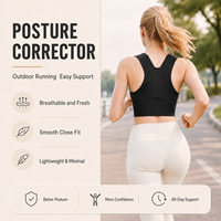 Correcteur de posture sportif pour femmes, compact, à double mécanisme en Y, thermocollé, sans couture, anti-courbure, soutien dorsal pour la gym, le fitness et le yoga