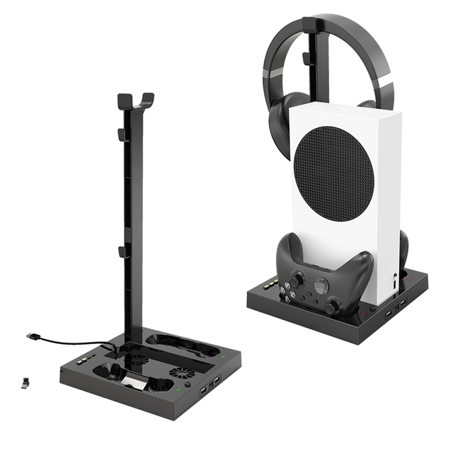 Charging Stand Cooling Fan for X Box Series S Controller Vertical Stand Charger Dock Headset for Xboxes Series S Storage Bracket