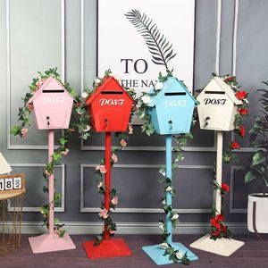 Mailbox Vintage Wrought Iron Standing Trending Decorative Stand-Alone Display Letterbox Suggestion Box Post - Product Image 2