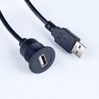 Câble USB à montage encastré avec filetage et écrou de verrouillage, accessoires de voiture, électronique, câble d'extension USB à montage sur panneau