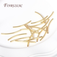 Lot 50pcs 18K Plaqué Or Métal Lisse Incurvé Tube Perles À La Main Faire DIY Accessoires En Gros Creux Tube Perles Entretoises