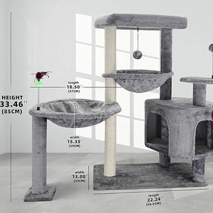 Casa de árbol de varios niveles moderna de lujo para gatos, gran gato de peluche gris, hamaca de árbol de condominio, proveedores personalizados, sisal - Product Image 3