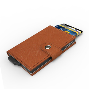 CardHoda Aluminum <b>Card</b> <b>Holder</b> <b>Wallet</b> Unisex Minimalist Fold Closure RFID Protection Brown - Product Image 6