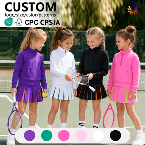 Conjunto Deportivo para Niñas con Certificación CPC y CPSIA, Chaqueta de Yoga con Media Cremallera y Falda Deportiva para Tenis, Venta al Por Mayor - Product Image 1
