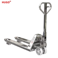 Chariot à palettes en acier inoxydable de la marque HUGO avec pompe AC 2T, roues et fourches en nylon, chariot à palettes manuel