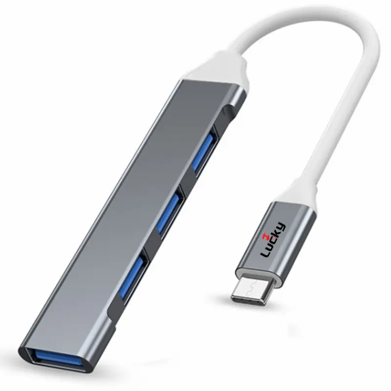Mini USB Hub Extensions Powered Support USB-C Splitter 4 Ports 3.0 Type C to USB 3.0 Hub Adapter
