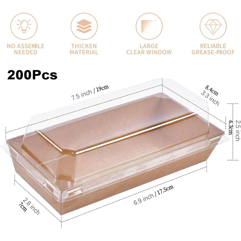 200pcs Rectangle Small Charcuterie Boxes With Clear Lids-To Go Paper ...
