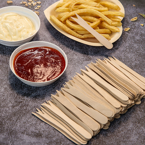뜨거운 판매 친환경 일회용 나무 프렌치 프라이 디저트 칩 맞춤형 패키지와 감자 포크 - Product Image 6