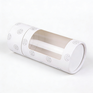 Custom Cylinder Paper <b>Box</b> With <b>Clear</b> Display Window Round Cardboard Tube Packaging For <b>Gift</b> Cosmetic Candle Tea Retail Display - Product Image 1