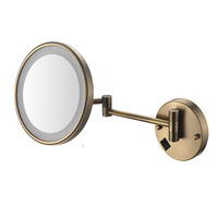 Beelee Hotel Fancy-espejo de maquillaje con lupa para baño, de latón antiguo, con luz LED