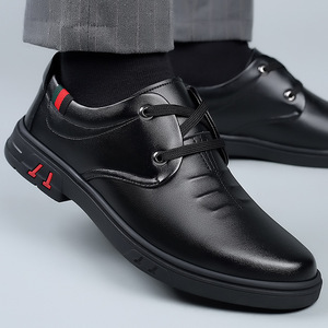Chaussures en cuir pour hommes, semelle souple noire, mocassins décontractés à lacets, style britannique, talon plat, pour jeunes de 18 à 40 ans - Product Image 3