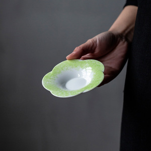 Hand-Painted Green Bamboo Coaster Porcelain Irregular Shape Heat Insulating For Kung Fu <b>Tea</b> <b>Set</b> Afternoon <b>Tea</b> - Product Image 5