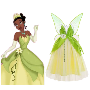 Toddler Girl Princess Costume <strong>Outfit</strong> with Tiana Dress and Cloak Accessory for TV &amp; Movie Cosplay Halloween Festival - Product Image 4