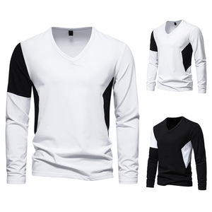Venta al por mayor de nuevas camisetas de alta calidad para hombre con cuello en V, camisetas de manga larga para hombre, ropa de talla grande para hombre - Product Image 1