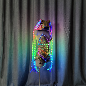 <span class=keywords><strong>Combinaison</strong></span> à changement de couleur luminescente à LED pour Halloween Long Tressé Maquillage Stage Performance Clothing DS KTV Atmosphere - Product Image 3