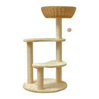 Arbre à chat en polaire design 2026, maison en bois personnalisée, arbre à chat de luxe moderne, tour griffoir en rotin pour grand chat