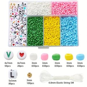 Kit de Fabricación de Joyas, Caja de 6 Compartimentos, Cuentas de Vidrio Coloridas con Letras Acrílicas, Set para Manualidades DIY - Product Image 4