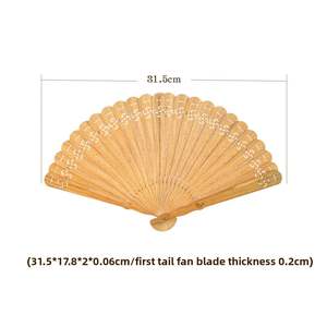 Abanico Artesanal Clásico Ailian de Madera Maciza de Sándalo Verde Argentino, Tallado a Mano, Estilo Antiguo, Inspirado en la Dinastía Han, para el Año Nuevo Chino - Product Image 6