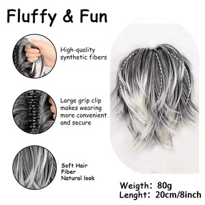 Offre Spéciale postiches pince à griffes fils métalliques pliables extension de queue de cheval courte <span class=keywords><strong>chignon</strong></span> désordonné morceau de <span class=keywords><strong>cheveux</strong></span> <span class=keywords><strong>pour</strong></span> les femmes - Product Image 3