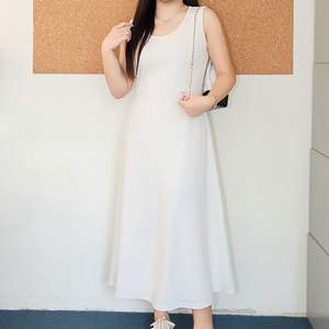 Vestido de punto de algodón con corte en A para mujer Runqi con chaqueta de béisbol gris, conjunto informal de talla grande, cuello redondo, cintura natural, color blanco nube - Product Image 3