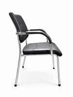 Chaise de visiteur moderne en similicuir avec accoudoirs rembourrés, pieds chromés, pour bureau, réunion, conférence, réception, salle de formation