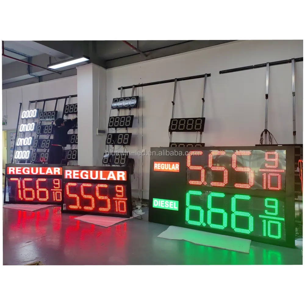 Auvent vert régulier de 18 pouces avec caisson lumineux diesel LED DIP Gas Price Change Display station-service