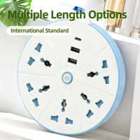 Regleta de Enchufes Universal, Cable de Extensión de 2 Metros con 2 Puertos USB y 1 Puerto Tipo C, Enchufe Compatible con Voltaje Global