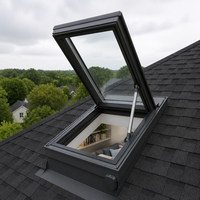 Fenêtre de toit électrique verticale intelligente avec capteur de pluie, à rupture de pont thermique, en aluminium, double vitrage, pour grenier et loft
