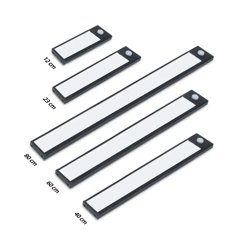 Lampu lemari aluminium nirkabel isi ulang USB lampu Kabinet bawah Sensor gerak otomatis untuk dapur dengan Strip magnetis