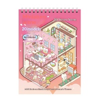 Livre d'autocollants PET Scène de mini-maison Ours Lapin Panda, Autocollants de construction 3D stéréo pour Journal, DIY, Jeu de simulation, Scrapbook, Papeterie